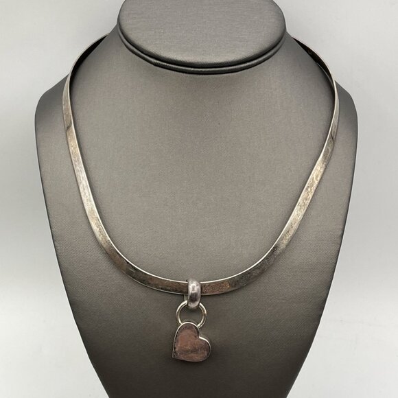 Silpada Sterling Silver 925 Choker Collar Torque Heart Pendant Necklace - Picture 4 of 11